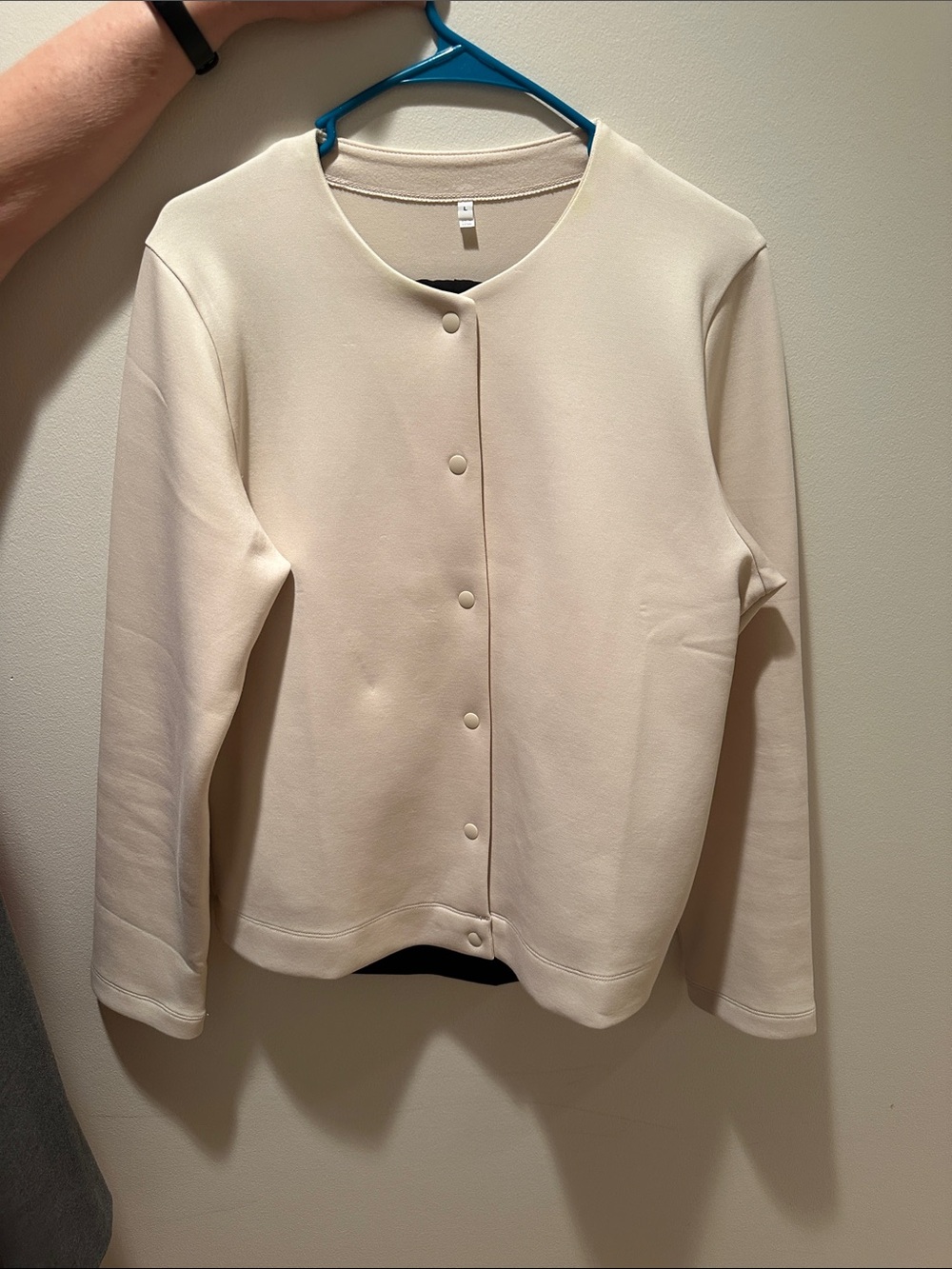 Muji Cream Snap-Front Crewneck Jacket